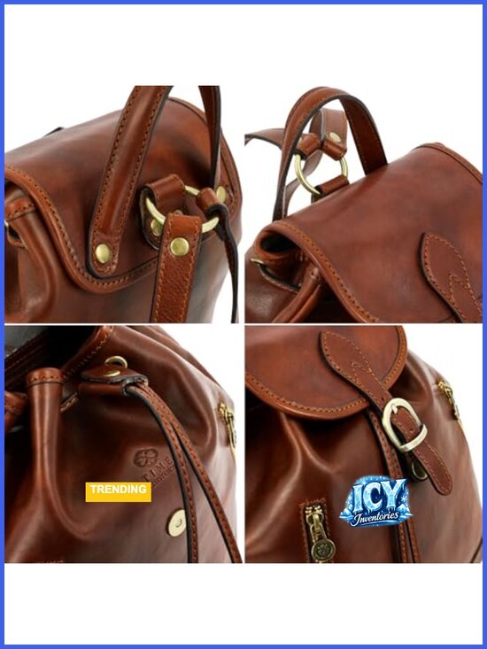 Italian Leather Backpack - Handmade Full Grain Cowhide Casual Daypack main image 4